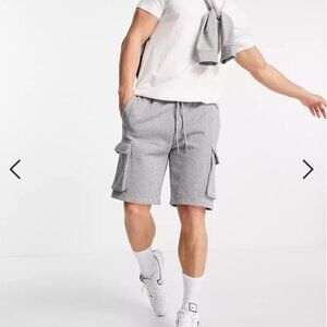 ASOS jersey shorts in gray with cargo pockets